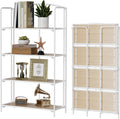 Crofy No Assembly Folding Bookshelf - 4 Tier White Collapsible Book