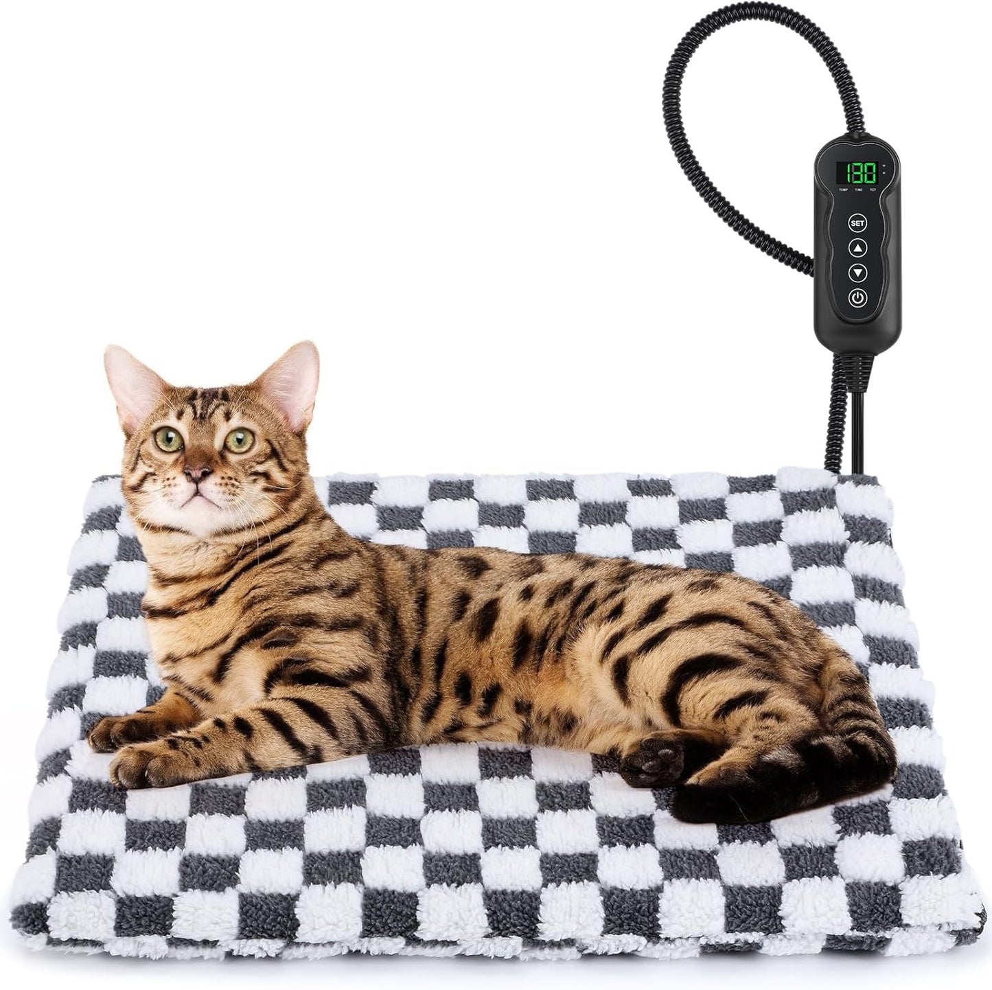 MIXJOY Heated Cat Bed with Adjustable Temperature and Timer