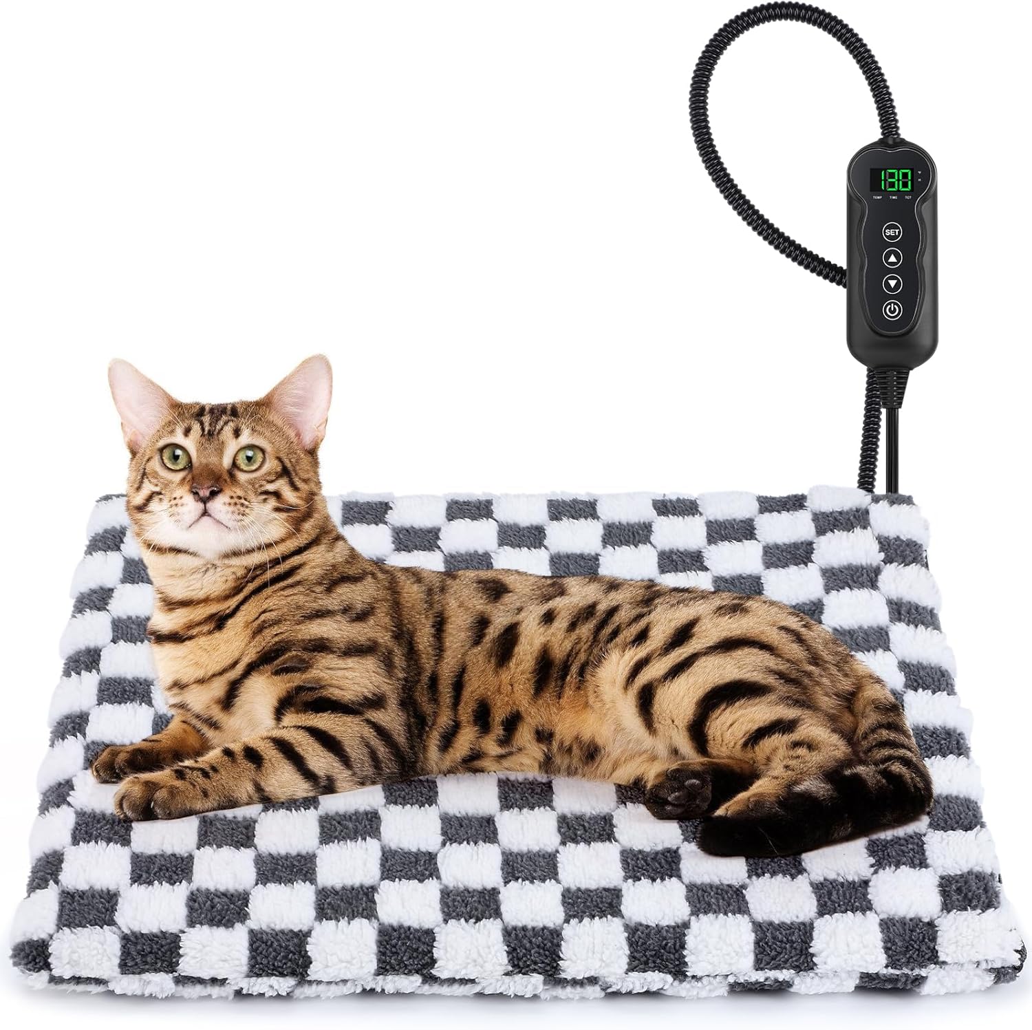 MIXJOY Heated Cat Bed with Adjustable Temperature and Timer