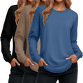 Women's 3 Pack Long Sleeve Cotton Tunic Tops - Soft Crewneck