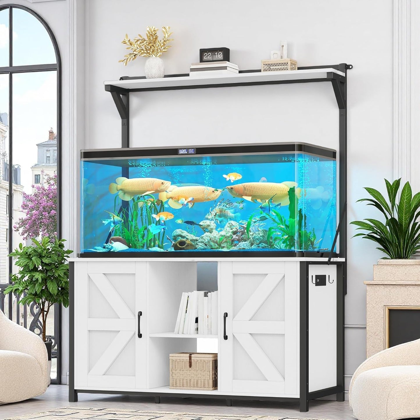 DWVO 120 Gallon Aquarium Stand with Power Outlets and Storage