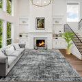 9x12 Washable Area Rug Modern Abstract - Black Low Pile Comfort
