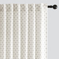 Decorative Back Tab Linen Curtains with Geometric Pattern - Thick 96in