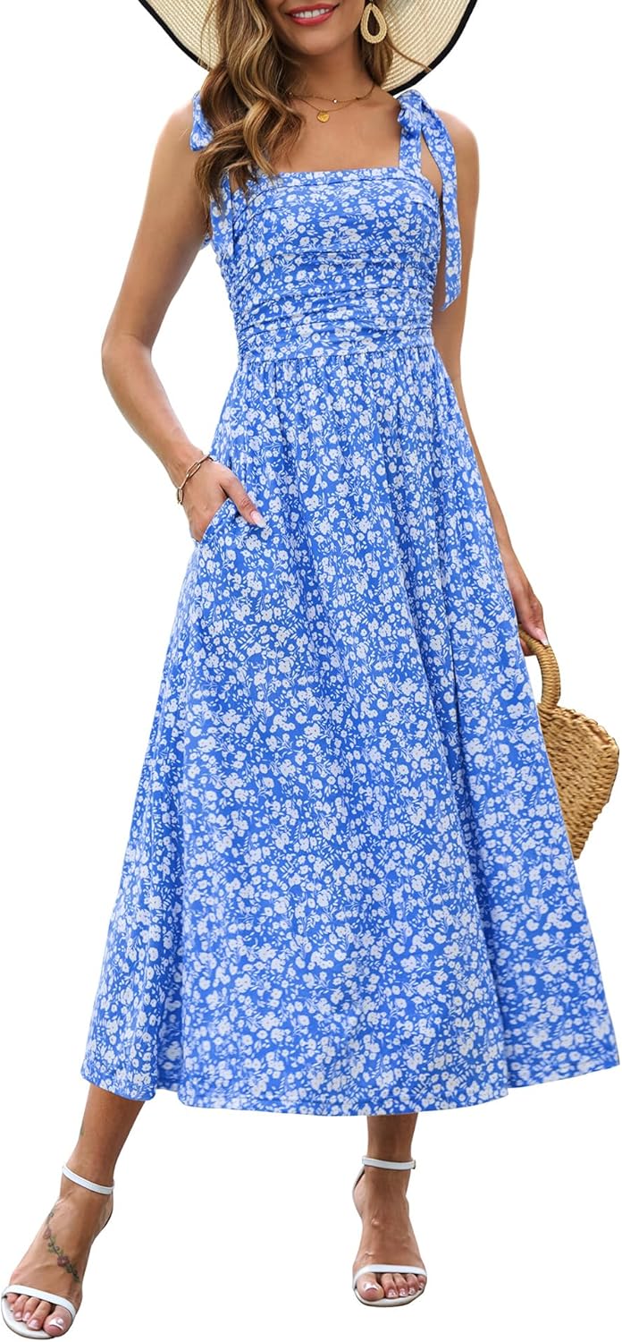 Floral Maxi Dress with Pockets for Summer Beach Vacations