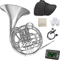 Double French Horn F/Bb 4 Keys Nickel Plated & Gold Craft Lacquer