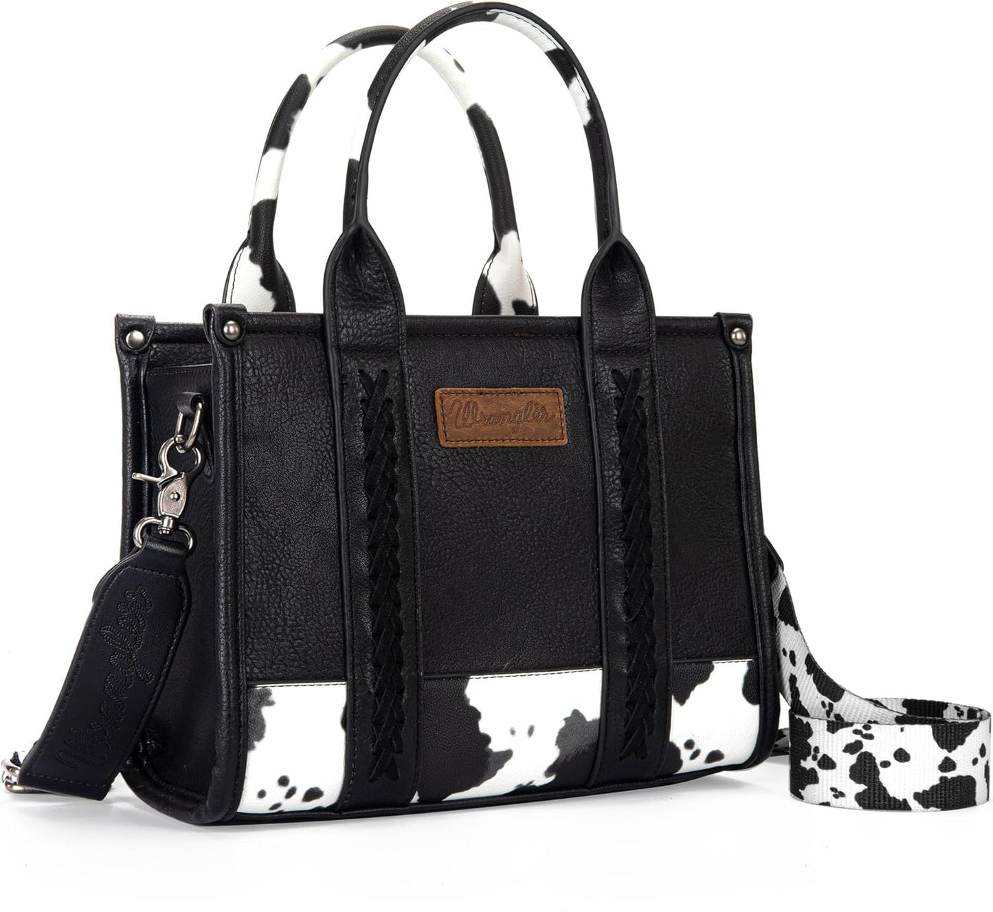 Montana West Wrangler Tote Bag for Women with Cow Print Design