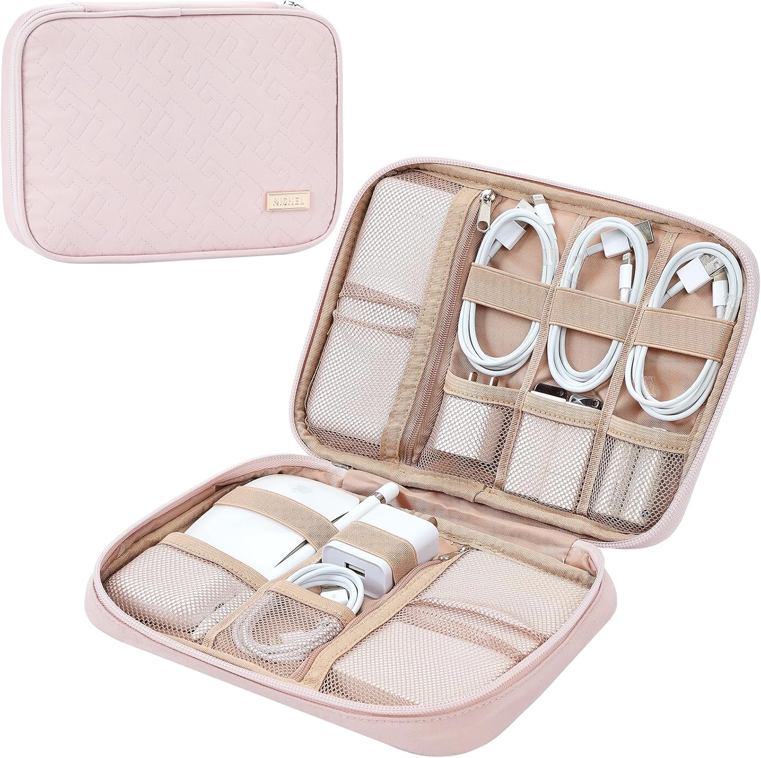 NISHEL Pink Travel Cord Organizer: Secure Tech Essentials!