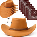 Cowboy Hat and Bandana Set 12 Pcs - Bulk Western Party Hats