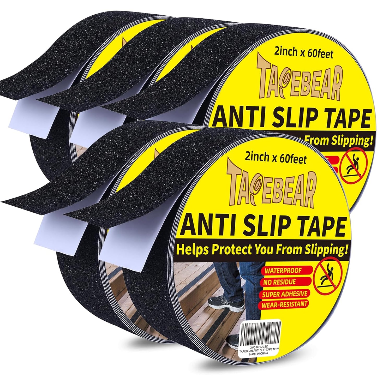 Black Safety Grip Tape 2in x 60ft for Anti-Slip Protection