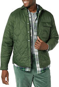 Men's Water-Resistant Sherpa Lined Quilted Shirt Jacket - Warm