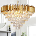 AXILIXI Gold Crystal Chandelier 30in Round - Luxury 6-Tier Light