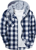 ZITY Men's Flannel Hoodie Shirt Button-Down Plaid Jacket - Versatile