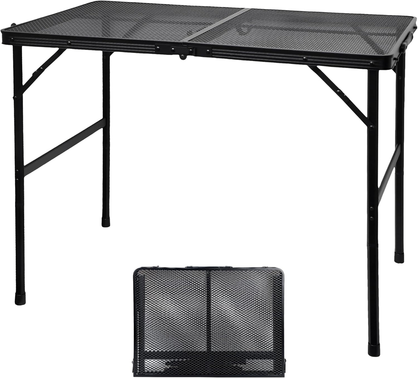 Camping Table with Mesh Desktop for BBQ, Picnic, and RV Use