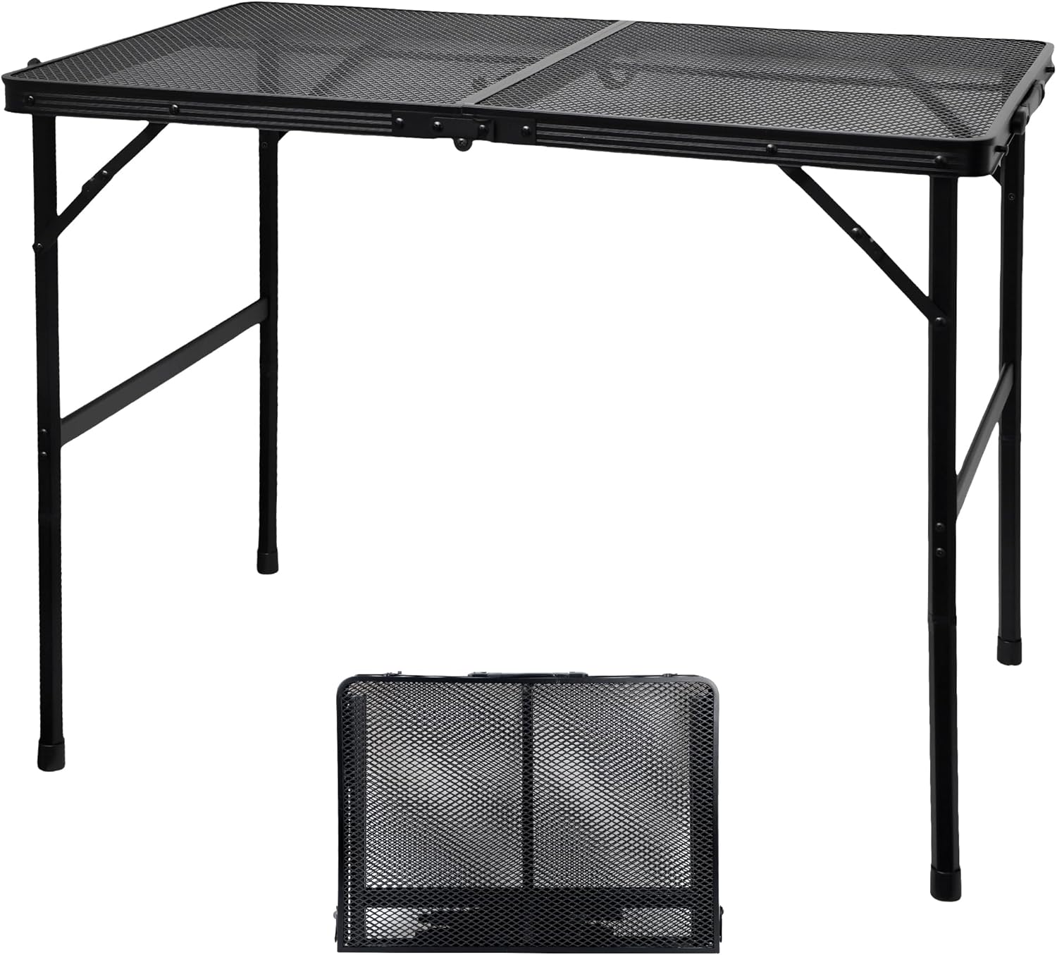 Camping Table with Mesh Desktop for BBQ, Picnic, and RV Use