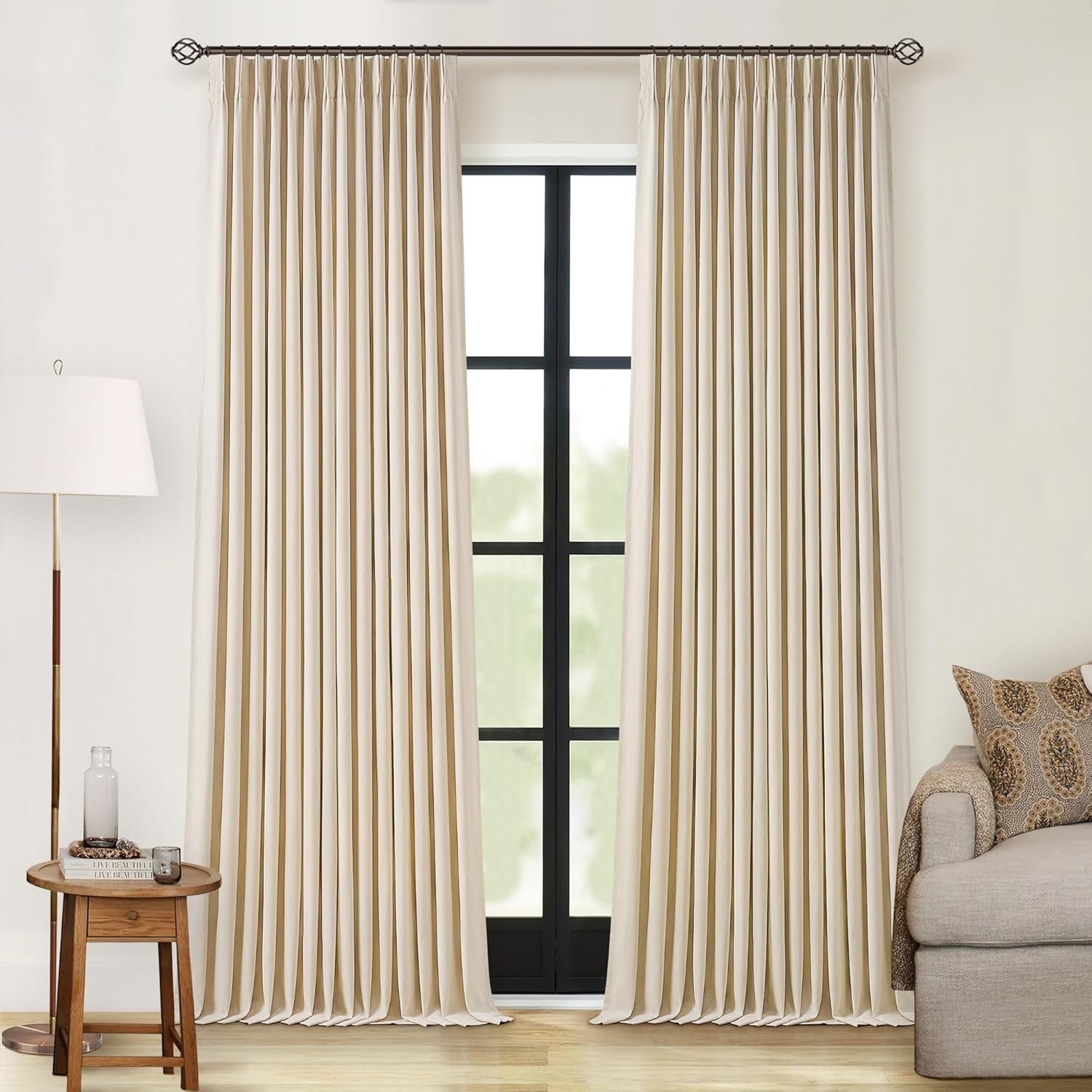 Pinch Pleated Blackout Curtains 102 Inch Length for Elegance