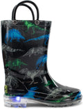 Kids Waterproof Light Up Rain Boots With Handles - Easy On/Off