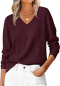 ANRABESS Womens Long Sleeve V Neck Sweater - Soft Midweight Pullover