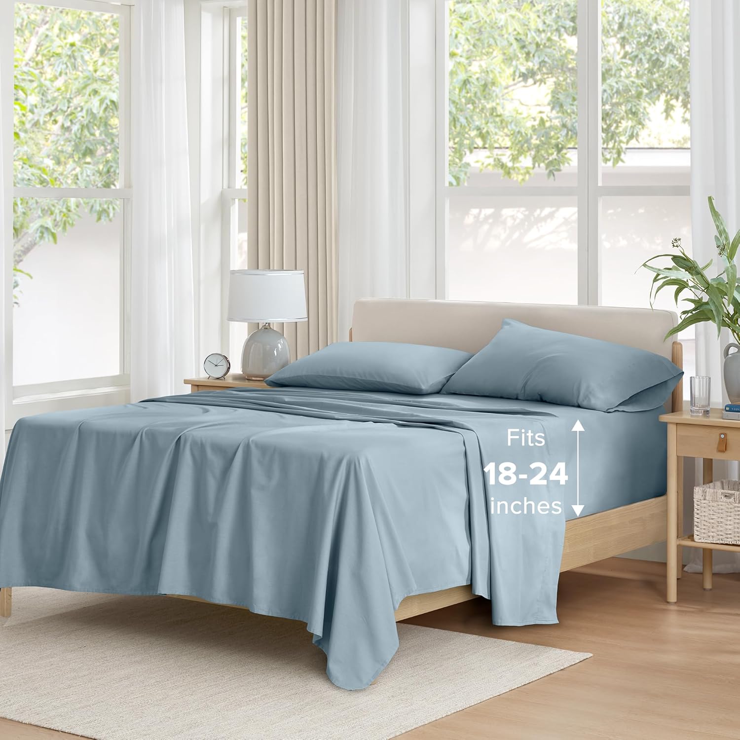 Comfort Spaces Extra Deep Pocket Cotton King Sheet Set for All Seasons
