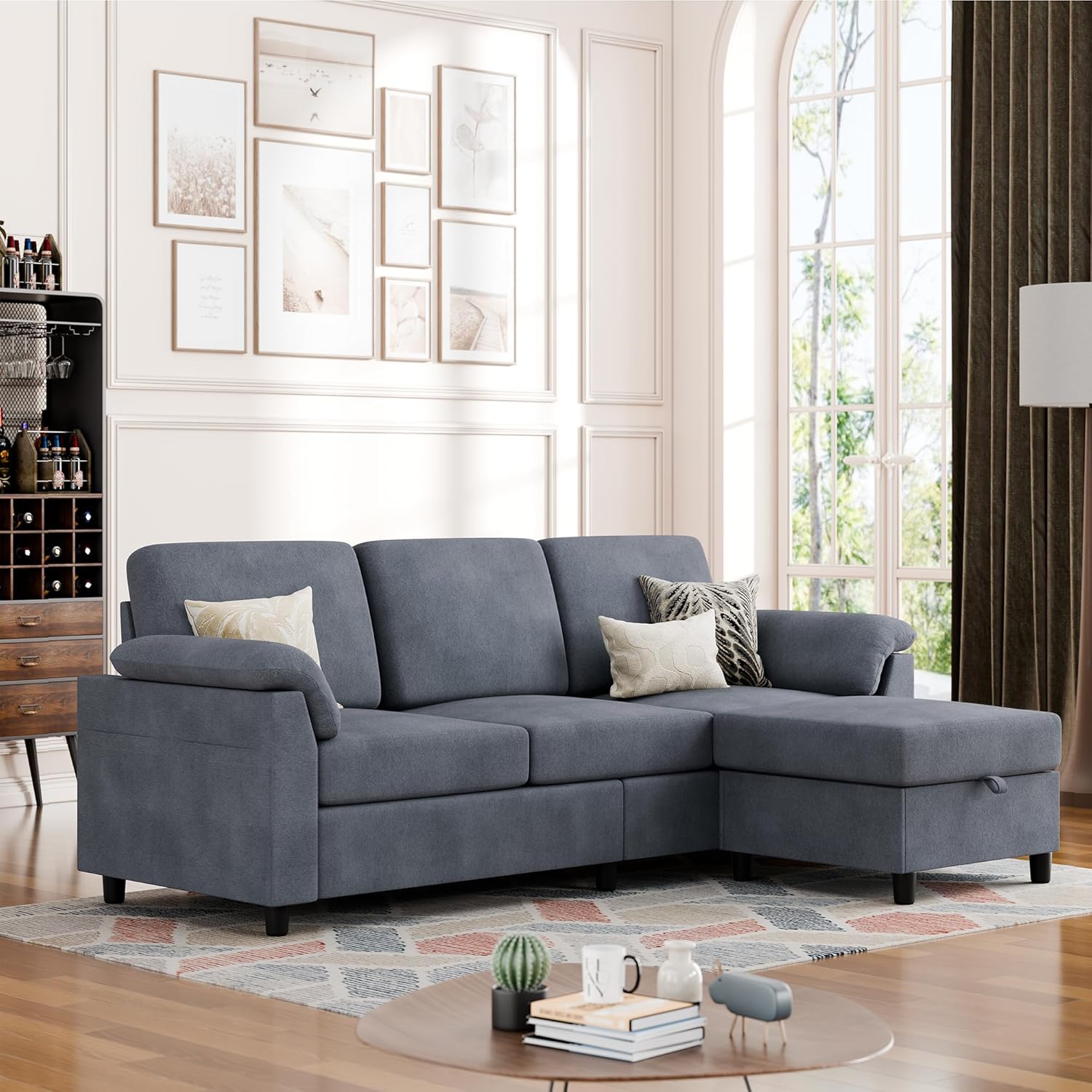 Vongrasig Convertible Sectional Sofa Couch for Small Spaces