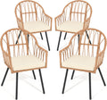Rattan Wicker Dining Chairs 4-Pack - Comfortable All-Weather Patio