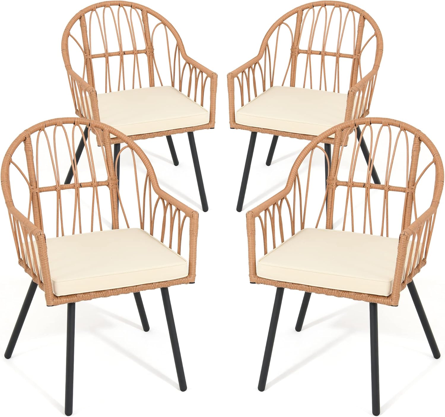 YITAHOME Rattan Wicker Dining Chairs Set for Indoor Outdoor Use