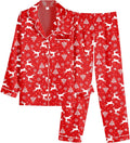 Ekouaer Women Satin Pajamas Set Classic Button Down Long Pjs Set is