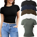 Crew Neck Womens T Shirts 3/5 Pack - Soft Fitted Basic Tees