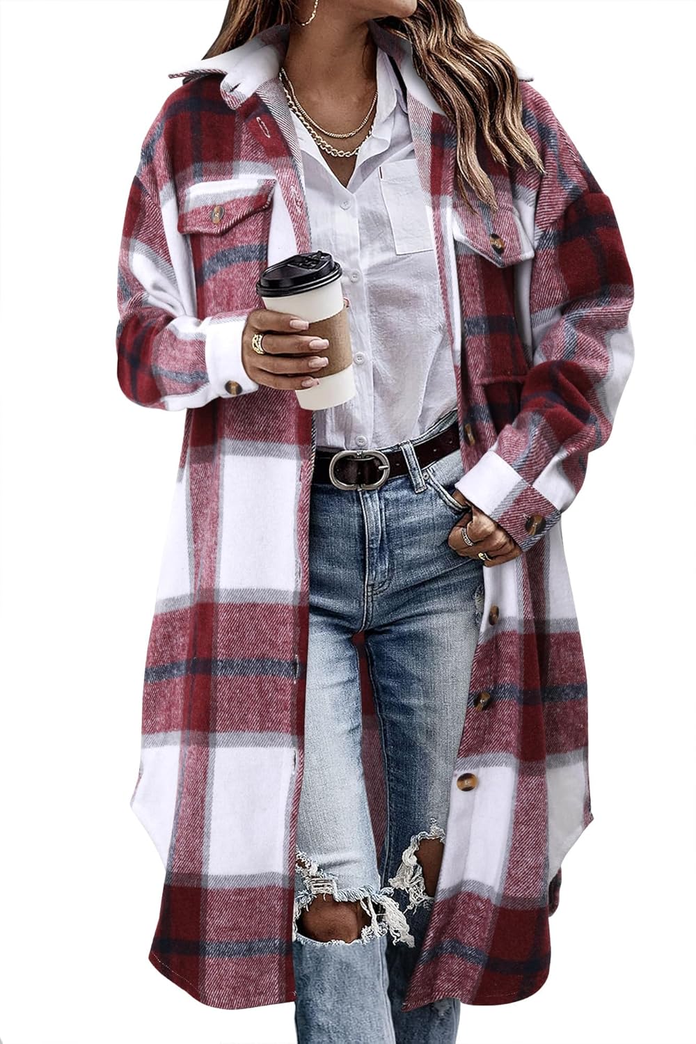 Chiczone Womens Plaid Shacket Jacket for Casual Style Lovers