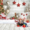 10x10ft Christmas Backdrop White Wood Floor Photography Backdrop