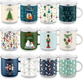 Sliner 12 Pcs Christmas Enamel Mugs 12 oz - Festive Holiday Mug Set