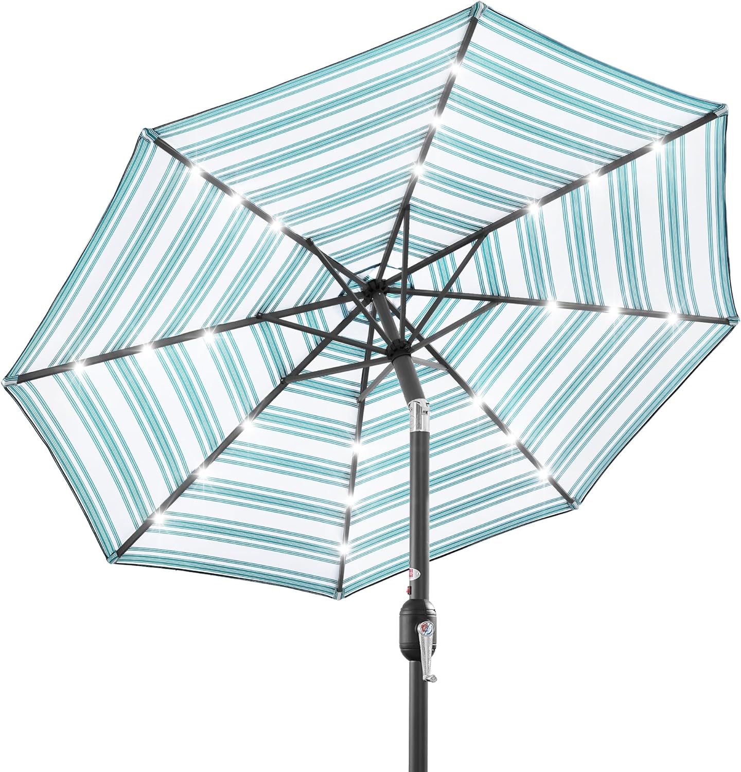 10ft Solar LED Lighted Patio Umbrella with Tilt Adjustment