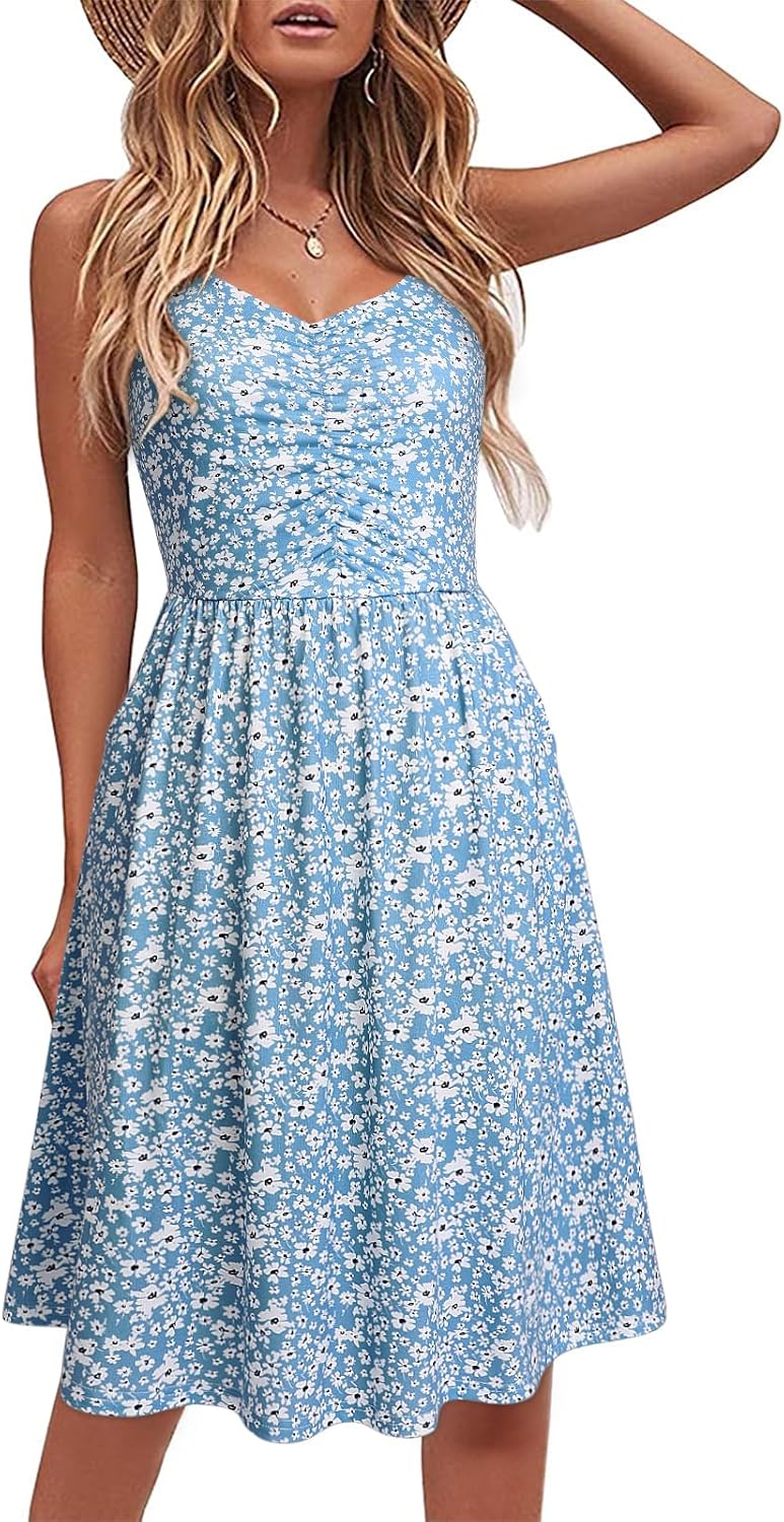 YATHON Casual Summer Beach Dress with Pockets for Women