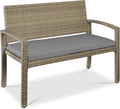 Outdoor Wicker Bench 2-Person Patio Seat - Cushioned Comfort