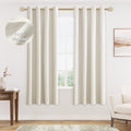 Cream Linen Blackout Curtains 63 Length 2 Panels Set - Full Room