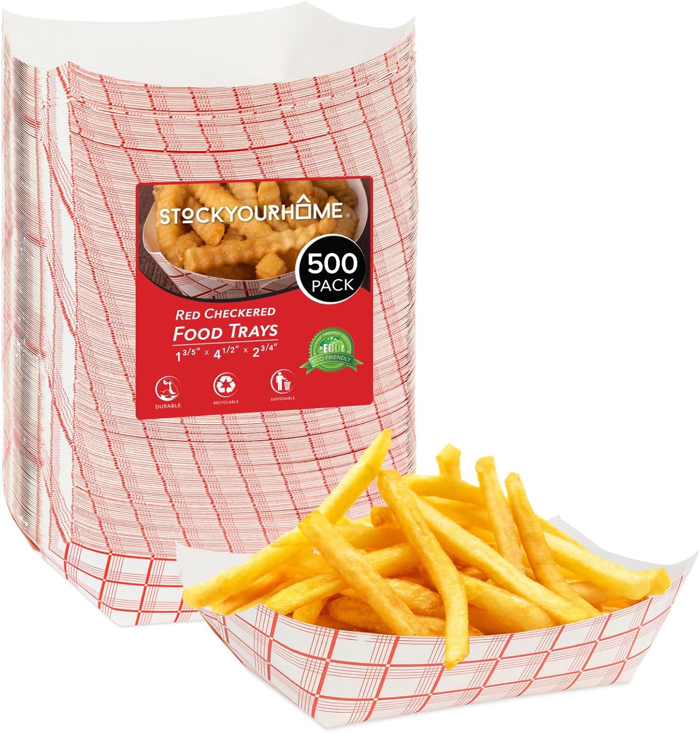 Stock Your Home 500 Pack Disposable Red & White Checkered Trays