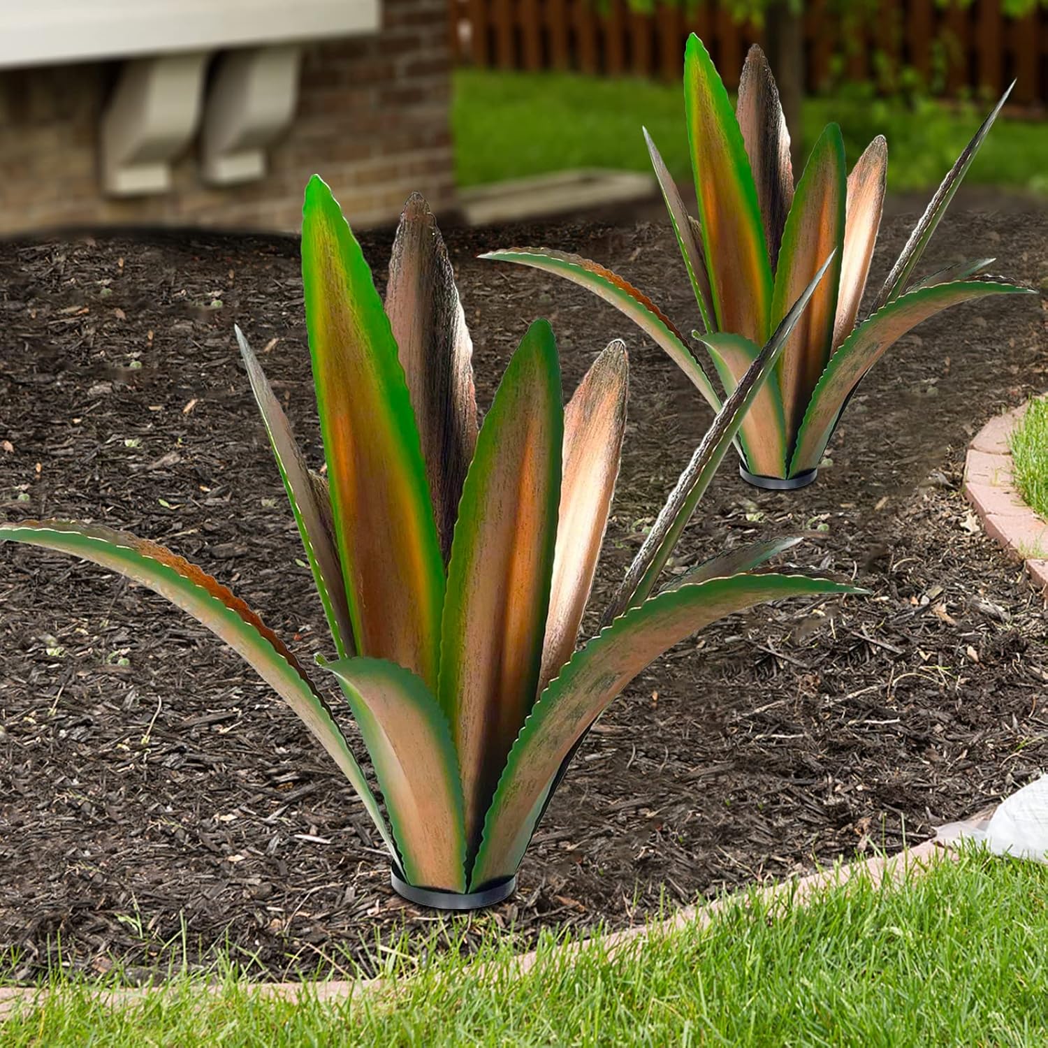 TOMBABY Wind Resistant Metal Agave Garden Art Plant Sculpture