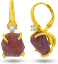 Real Raw Crystal Drop Earrings - Genuine Birthstone Gift for Her Men's