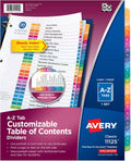 Avery A-Z Tab Dividers for 3 Ring Binder - Multicolor Organization
