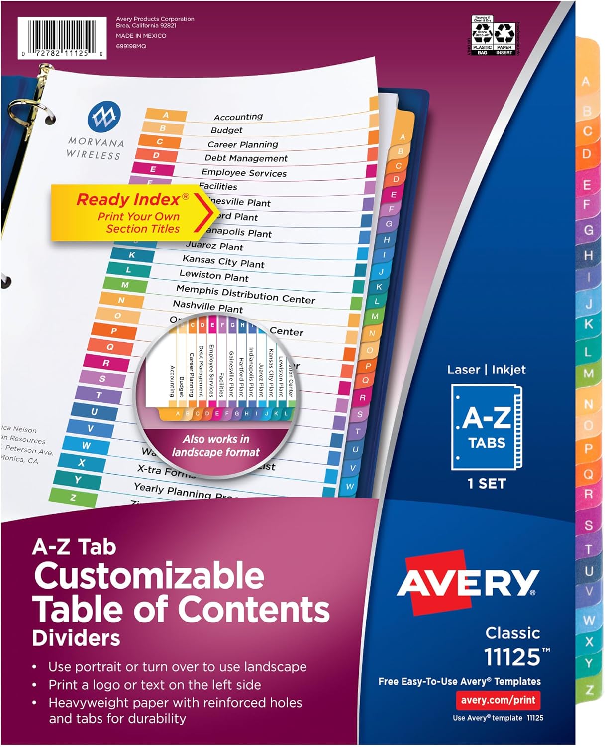 Avery A-Z Tab Dividers for 3 Ring Binder - Customizable & Durable