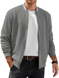 Mens Waffle Zip Up Bomber Jacket - Lightweight Casual Layer