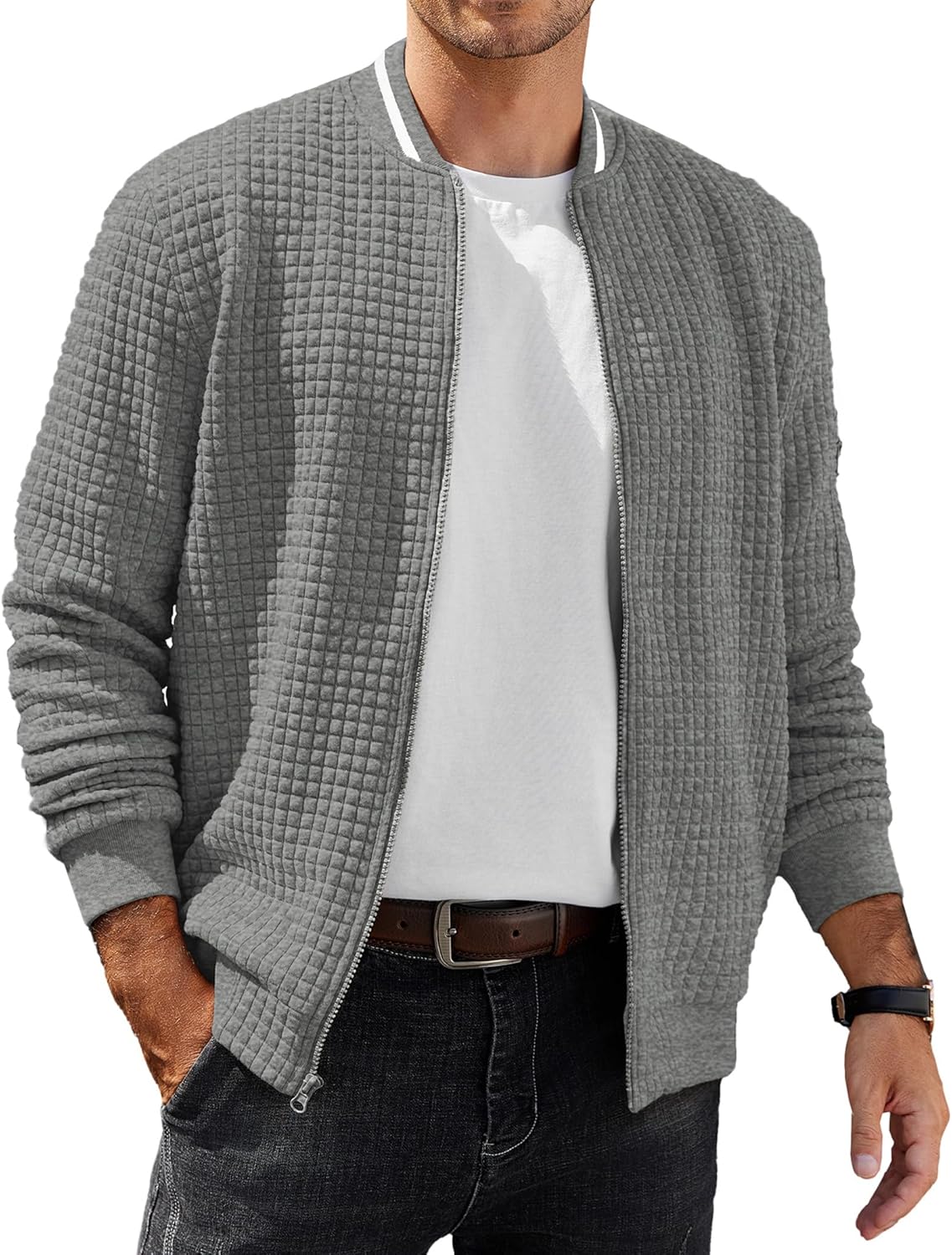 COOFANDY Mens Zip Up Sweater Jacket for Casual Style