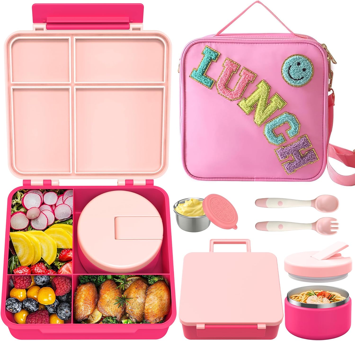 Kids Bento Lunch Box Set with Insulated Soup Thermo for School