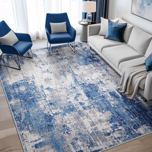 Washable Area Rugs 5ftx7ft Non-Slip Modern Abstract Soft Design