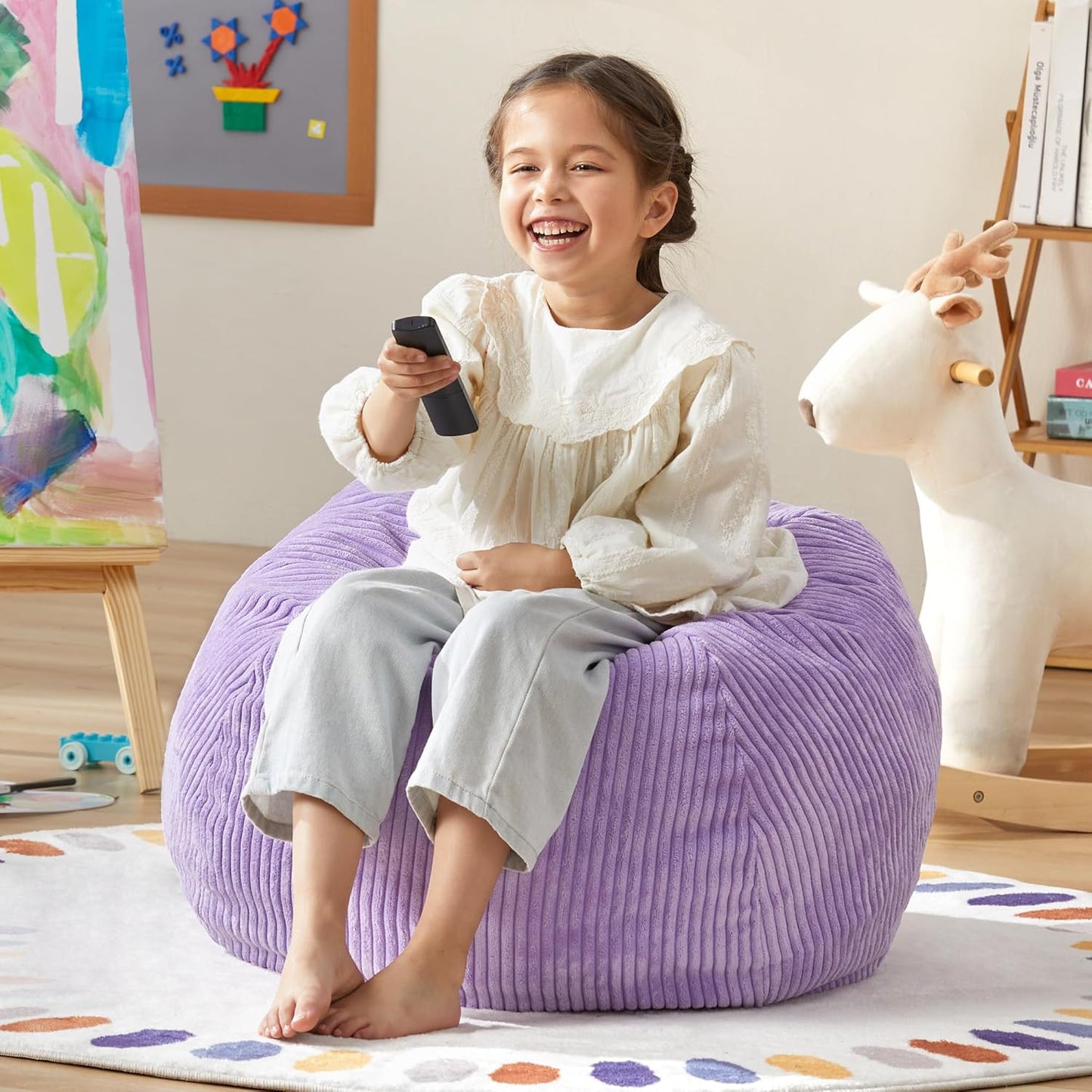 Purple Teardrop Bean Bag Chair with Filler - Cozy Small Size!