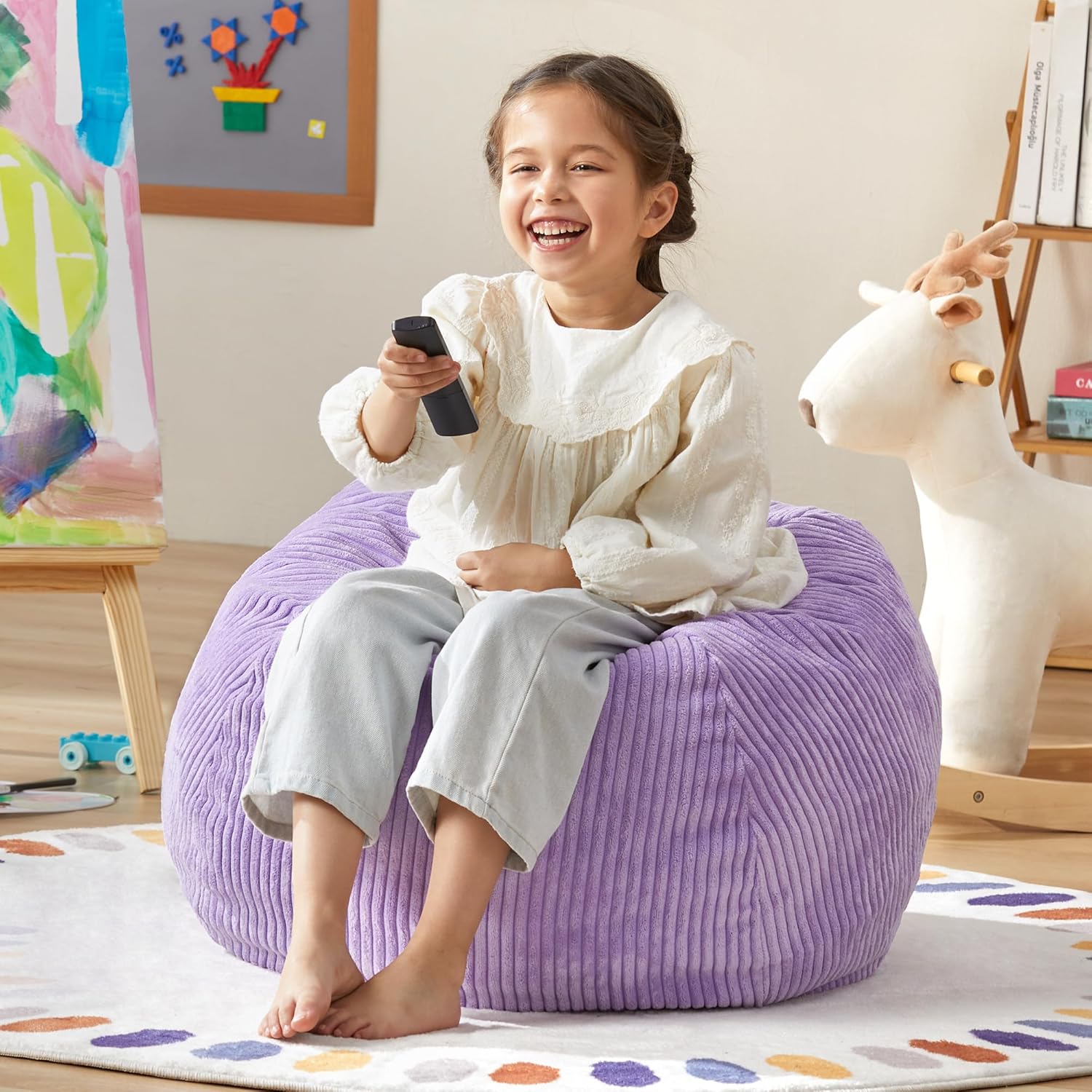 Purple Teardrop Bean Bag Chair with Filler - Cozy Small Size!