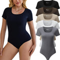 5 Pack Short Sleeve Bodysuits for Women Square Neck - Everyday Basics