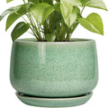 G EPGardening 9 Inch Ceramic Planter with Drainage and Saucer