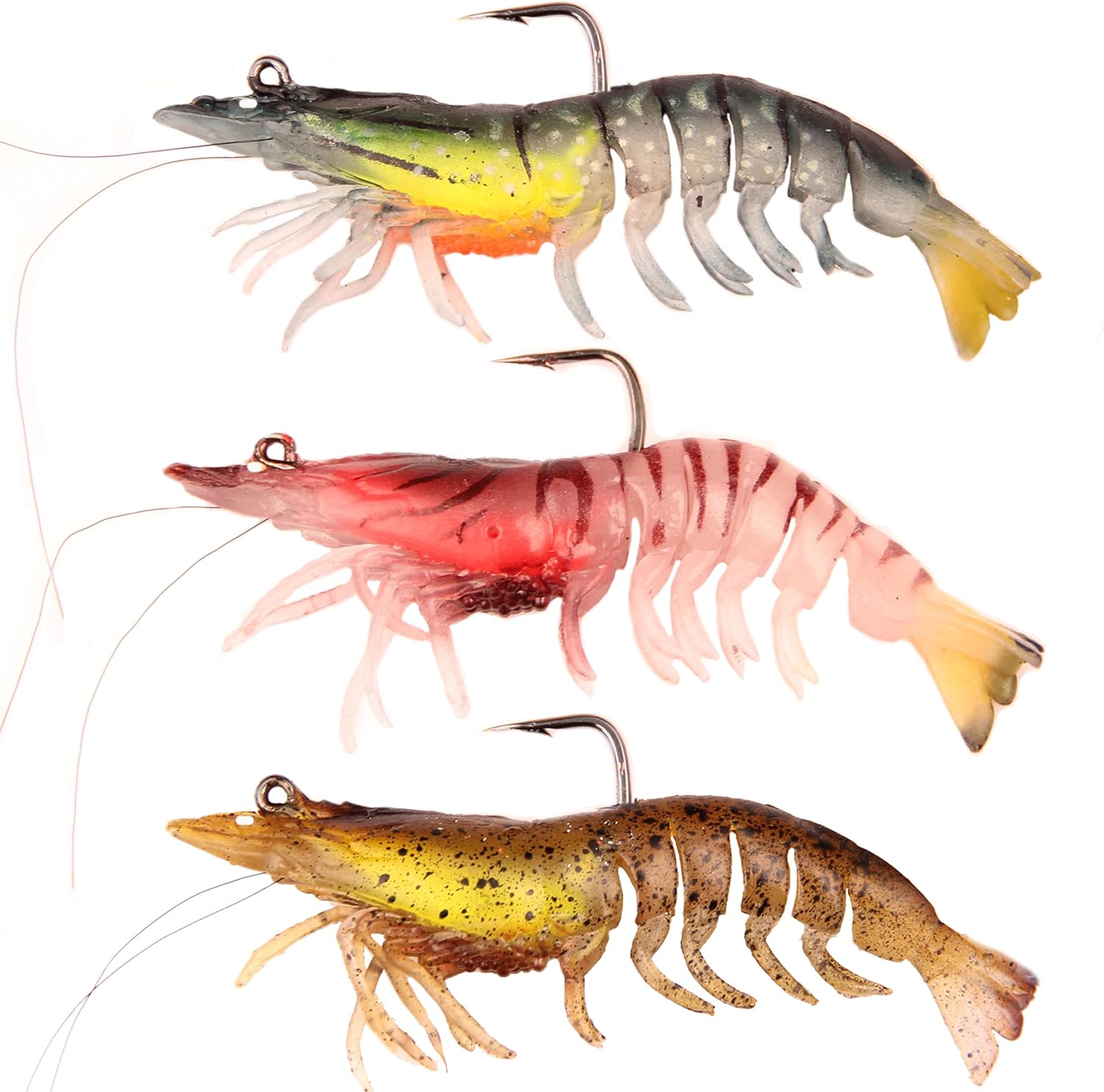 3pc Lifelike Shrimp Fishing Lures Set
