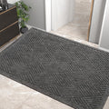 Grey Sturdy Front Door Mat - Absorbent, Non-Slip Low Profile