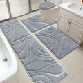 Light Grey 5 Piece Bathroom Rug Set - Soft Microfiber Bath Mats
